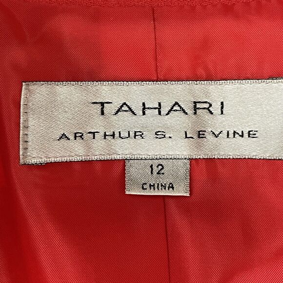 Tahari Arthur S. Levine 2 PC Suit Women’s Skirt 10 Longline Jacket 12 Orange Red - Picture 6 of 16